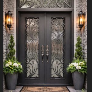 OC36- Mediterranean Series Iron Door with Transom